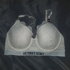 PINK Logo & Lace Demi Push up